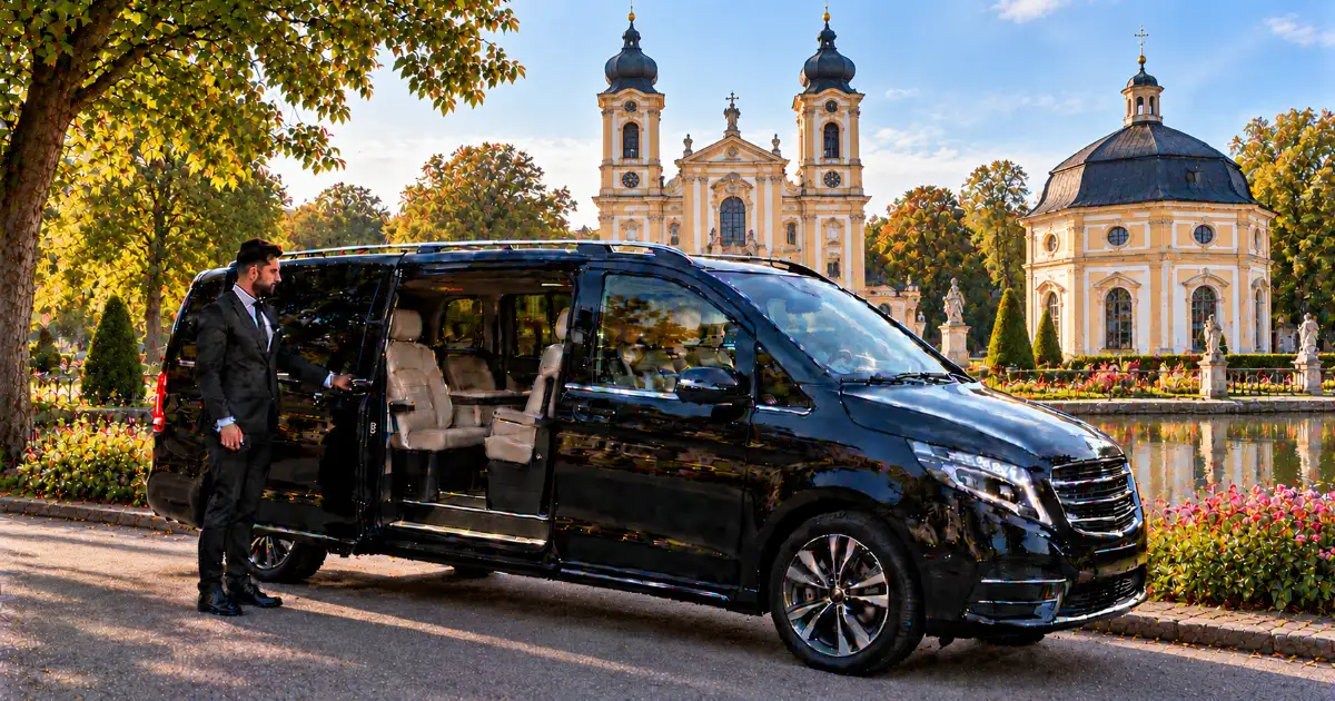 Flughafentransfer Waghäusel – Frankfurt Barocke Wallfahrtskirche in Waghäusel im Morgenlicht – Abholung zum Taxi zum Flughafen Frankfurt