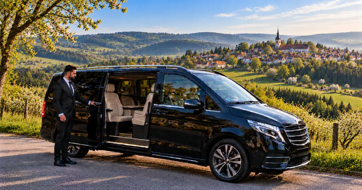 Frankfurt Airport to Waldbronn Waldbronn spa park with lake and trees in autumn – destination of a transfer from Frankfurt Airport